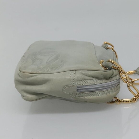 LOEWE Anagram Chain Shoulder Bag Leather Gray Gold Auth mr1092 - Picture 5 of 16